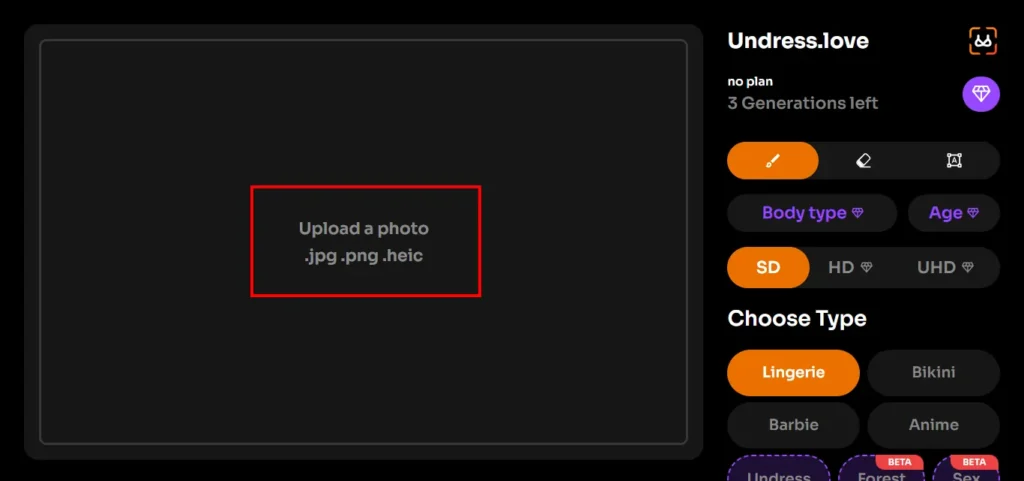 Upload image on Undress AI