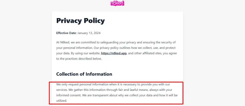 N8ked Policy